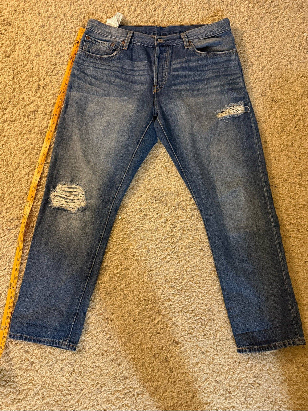 Levi's Distressed Dark Blue Boyfriend Jeans